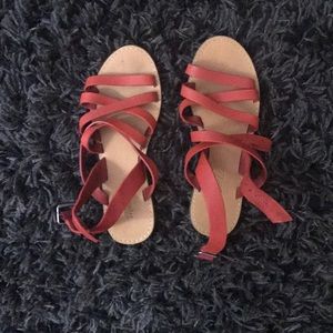Madewell red leather sandals